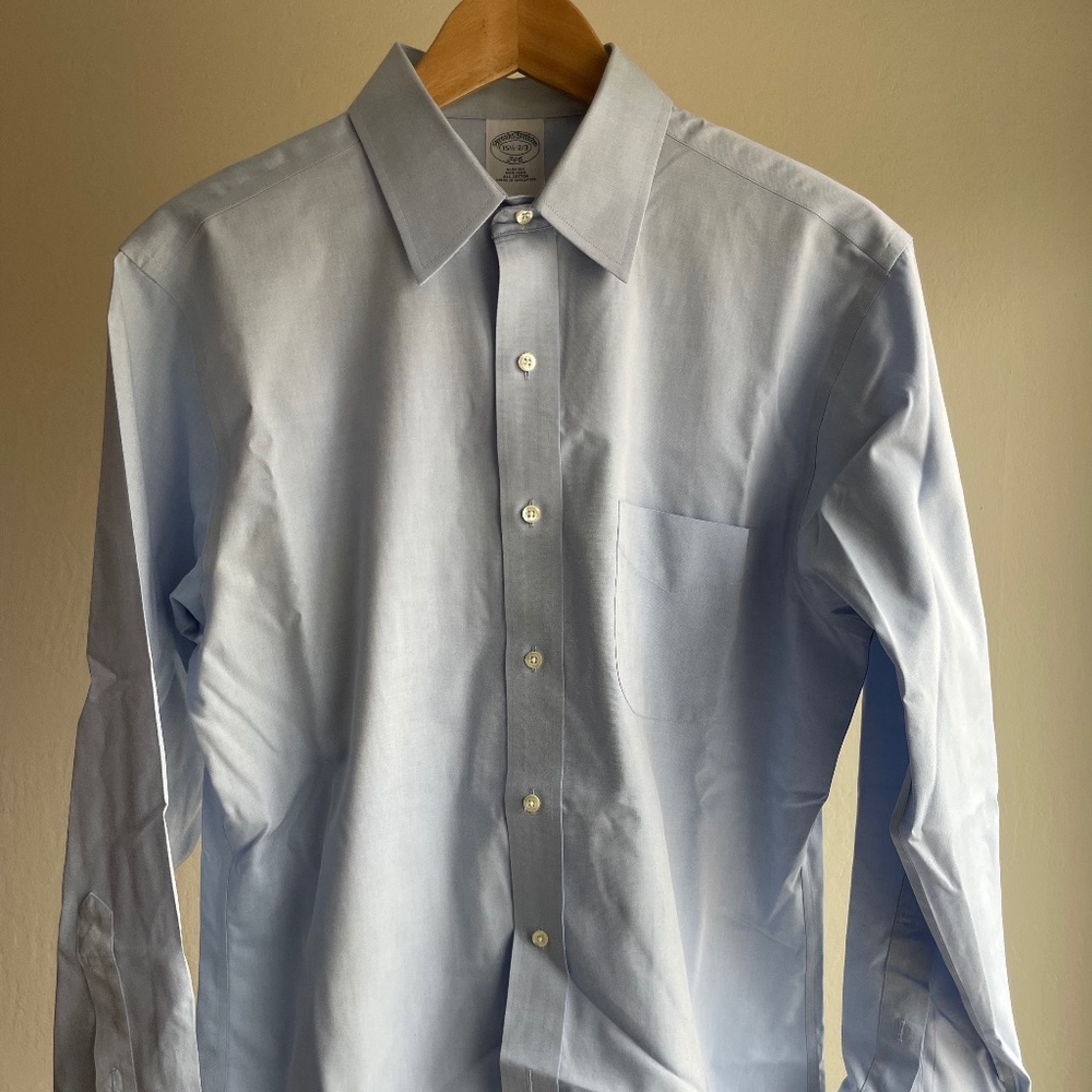 Men's Brooks Brothers 346 Pale Blue Dress Shirt, Size 15.5-2/3